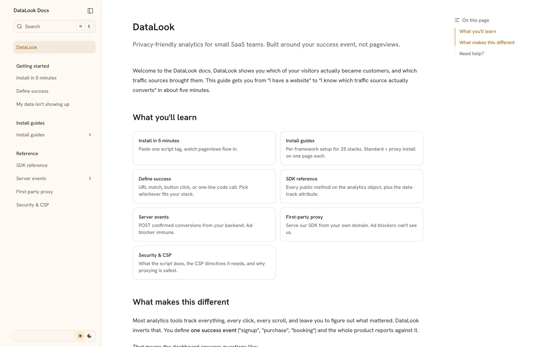DataLook — Product docs built on fumadocs from MDX, including the first-party proxy install path for 25 frameworks.